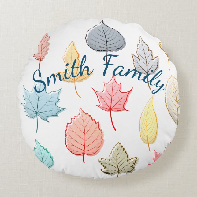 Pastel Leaves Round Pillow (Front)