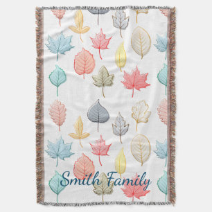 Pastel Leaves Throw Blanket