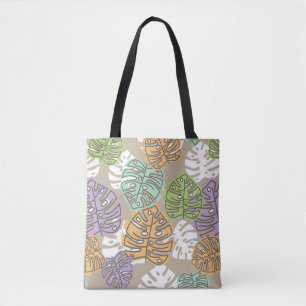 pastel leaves tote bag