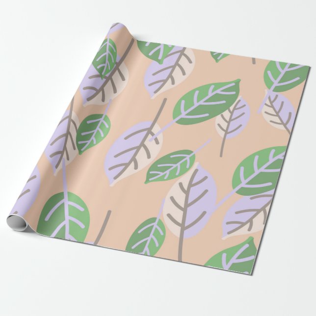 pastel leaves wrapping paper (Unrolled)