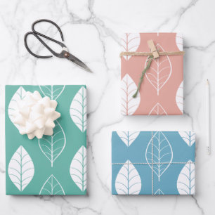Pastel Leaves Wrapping Paper Set