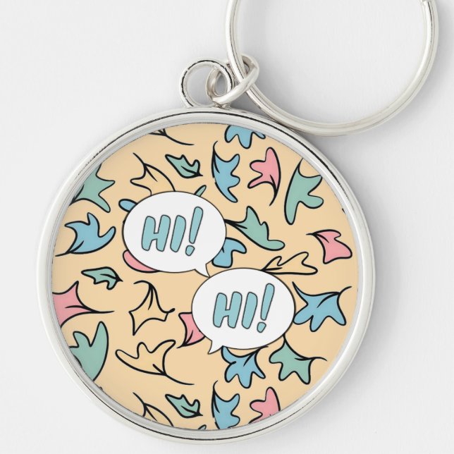 Pastel Leaves Yellow Keychain (Front)