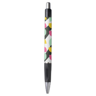 Pastel Lemon Colourful Fruit Black Stripes Pen