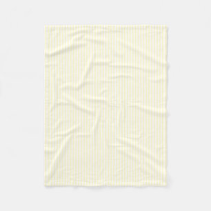 Pastel Lemon Yellow and White Stripes Pale Yellow Fleece Blanket