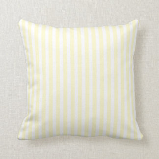 Pastel Lemon Yellow and White Stripes Pale Yellow Throw Pillow