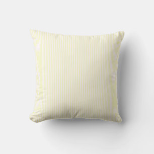 Pastel Lemon Yellow and White Stripes Pale Yellow Throw Pillow