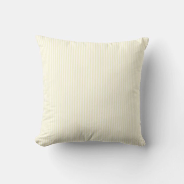 Pastel Lemon Yellow and White Stripes Pale Yellow Throw Pillow (Front)