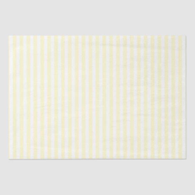 Pastel Lemon Yellow and White Stripes Pale Yellow Tissue Paper (Front)