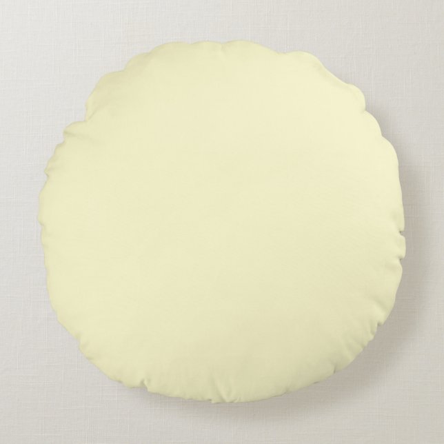 Pastel Lemon Yellow Pale Soft Meringue Yellow Round Pillow (Front)
