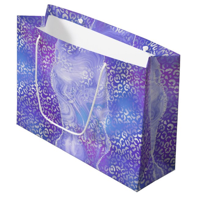 Pastel Leopard Agate | Glam Abstract Stone Pattern Large Gift Bag (Front Angled)