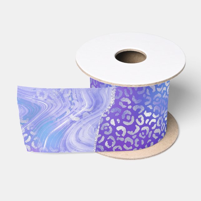 Pastel Leopard Agate | Glam Abstract Stone Pattern Satin Ribbon (Spool)