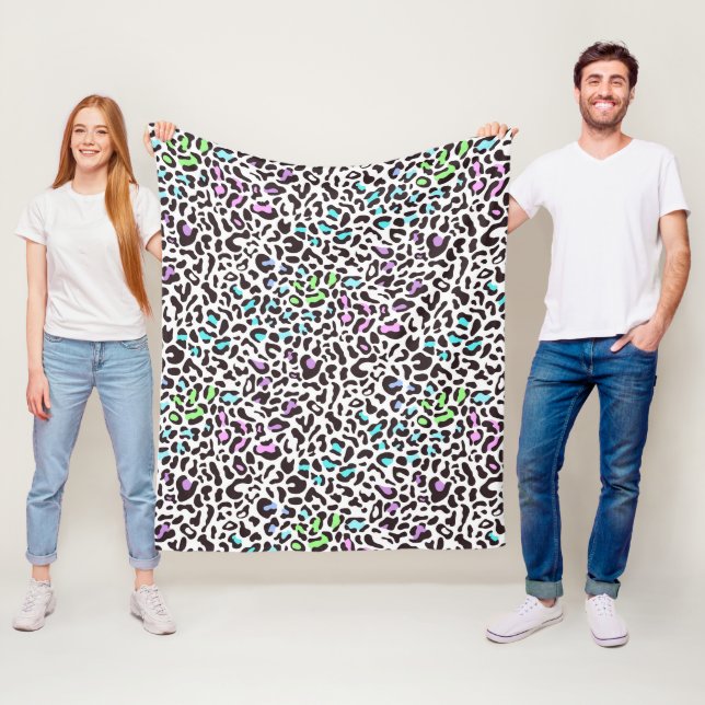 Pastel Leopard print Fleece Blanket (In Situ)