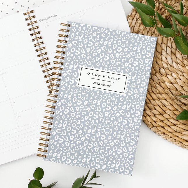 Pastel Leopard Print Personalized Planner | Fog (Creator Uploaded)