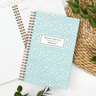 Pastel Leopard Print Personalized Planner   Mint