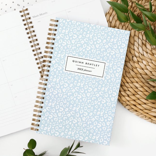 Pastel Leopard Print Personalized Planner | Sky (Creator Uploaded)