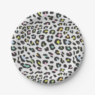 Pastel Leopard Spot Pattern Paper Plate