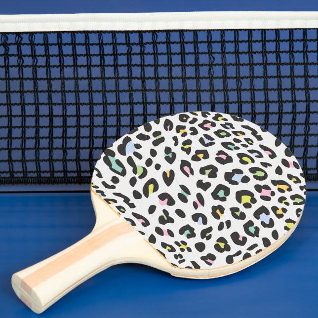 Pastel Leopard Spot Pattern Ping Pong Paddle (Insitu)