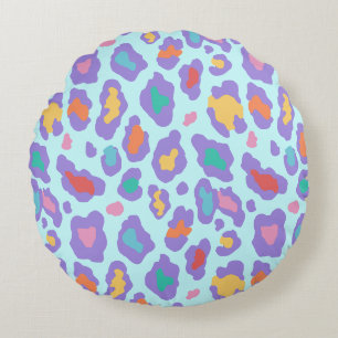Pastel Leopard Spots Print Round Pillow