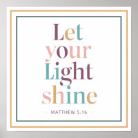 Pastel Let Your Light Shine Serif Scripture Quote