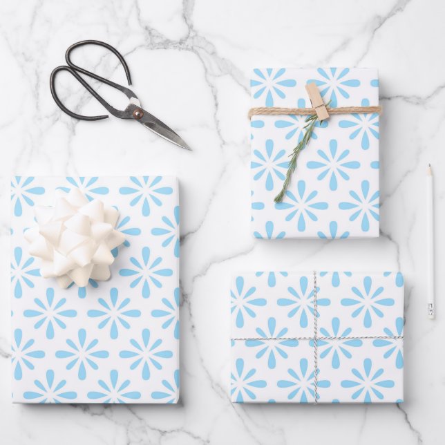 Pastel Light Blue Floral Elegant Wedding  Wrapping Paper Sheet (Front)