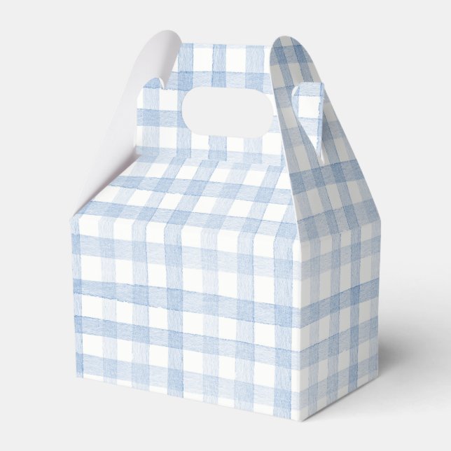 Pastel Light Blue Gingham Plaids  Favor Box (Front Side)