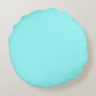 pastel light Blue Green solid plain colour Round Pillow