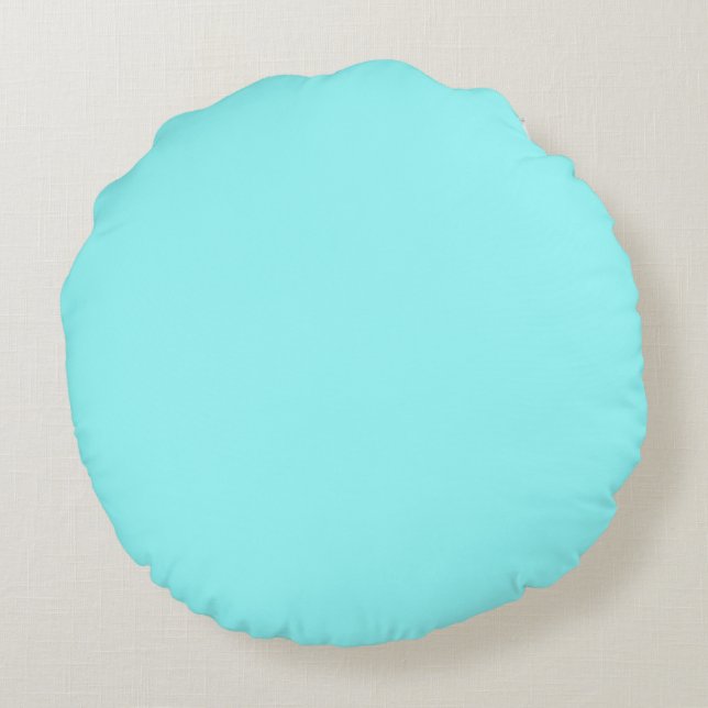 pastel light Blue Green solid plain colour Round Pillow (Back)