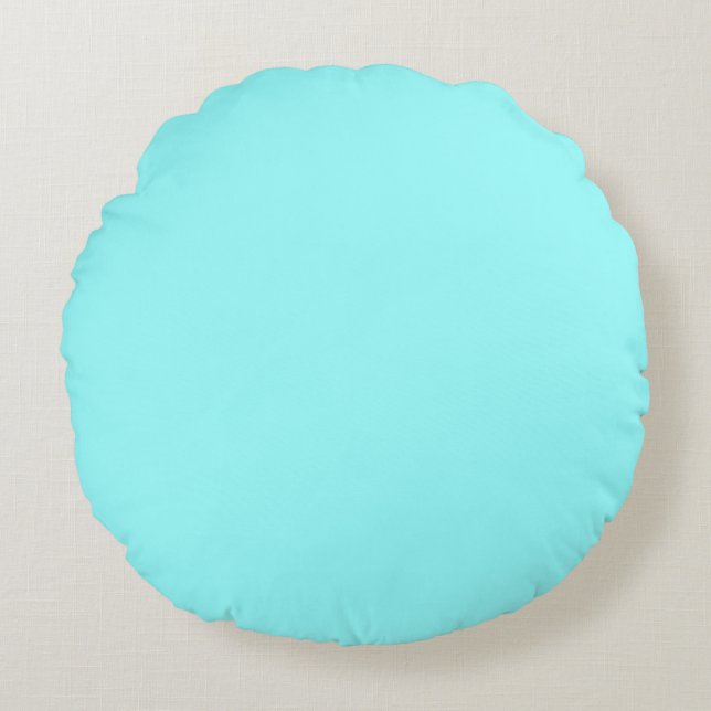 pastel light Blue Green solid plain colour Round Pillow (Front)