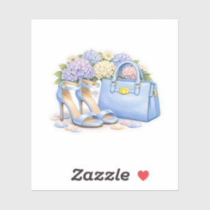 Pastel Light Blue Sandals and Luxury Tote Handbag