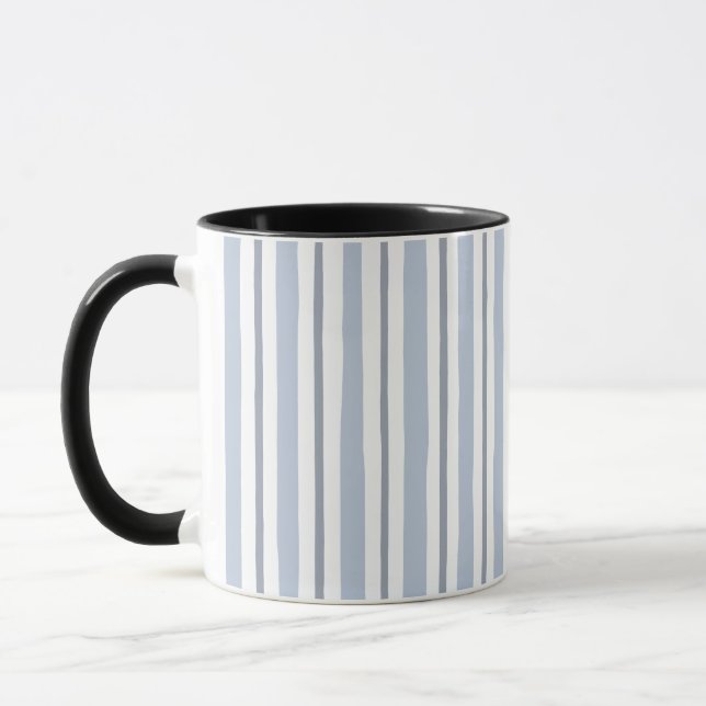 pastel light blue stripes style  mug (Left)