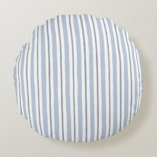 pastel light blue stripes style round pillow