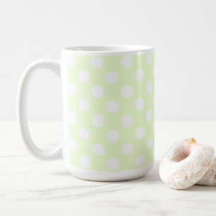 Pastel Light Green And Big White Polka Dots Coffee Mug