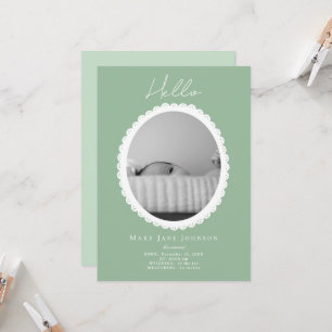 Pastel Light Green Baby Faire-part de naissance Ca