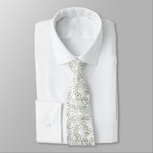 Pastel Light Green Floral Vines Pattern Tie
