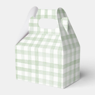 Pastel Light Green Gingham Plaids Favor Box