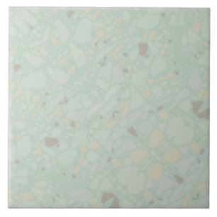 Pastel light green modern simple terrazzo effect tile