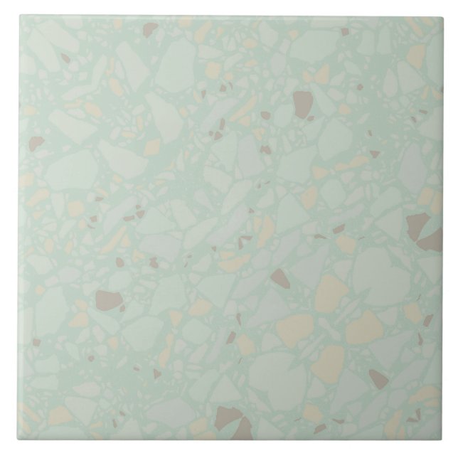 Pastel light green modern simple terrazzo effect tile (Front)