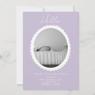 Pastel Light Lavender Baby Faire-part de naissance