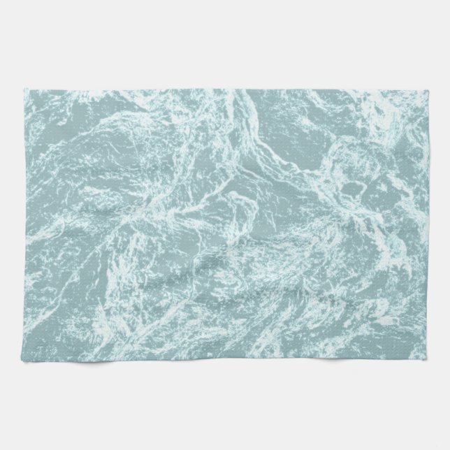 Pastel Light Turquoise Abstract Kitchen Towel (Horizontal)