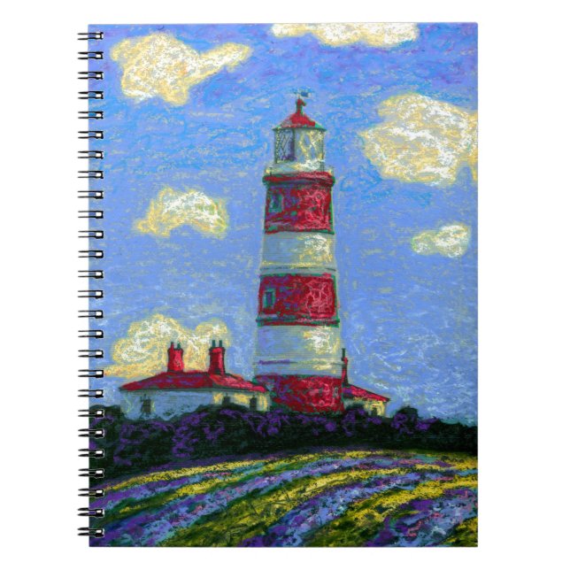 Pastel Lighthouse and Lavender Fields Notebook (Front)