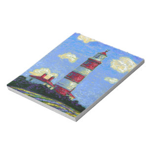 Pastel Lighthouse and Lavender Fields Notepad