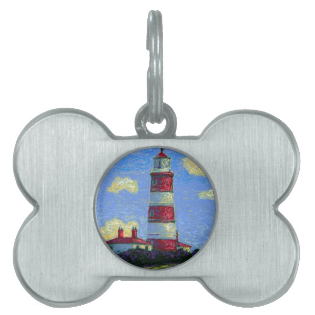 Pastel Lighthouse and Lavender Fields Pet Tag (Front)