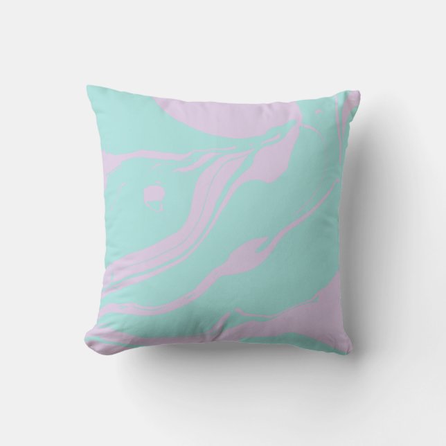 Pastel Lilac Blue Abstract Tie Dye Marble Pattern Throw Pillow (Front)