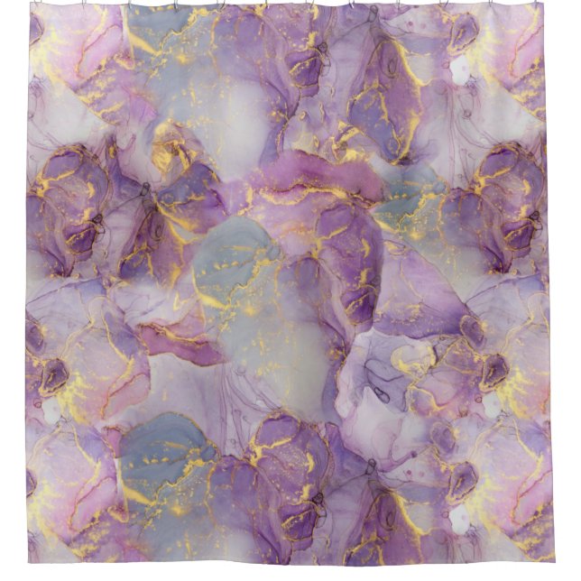 Pastel Lilac, Blue and Gold Glitter Marble Pattern (Front)