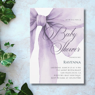 Pastel Lilac Bow Simple Template Baby Shower