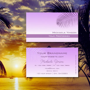 Pastel Lilac Gradient Modern with Palm Leaf Simple Business Card