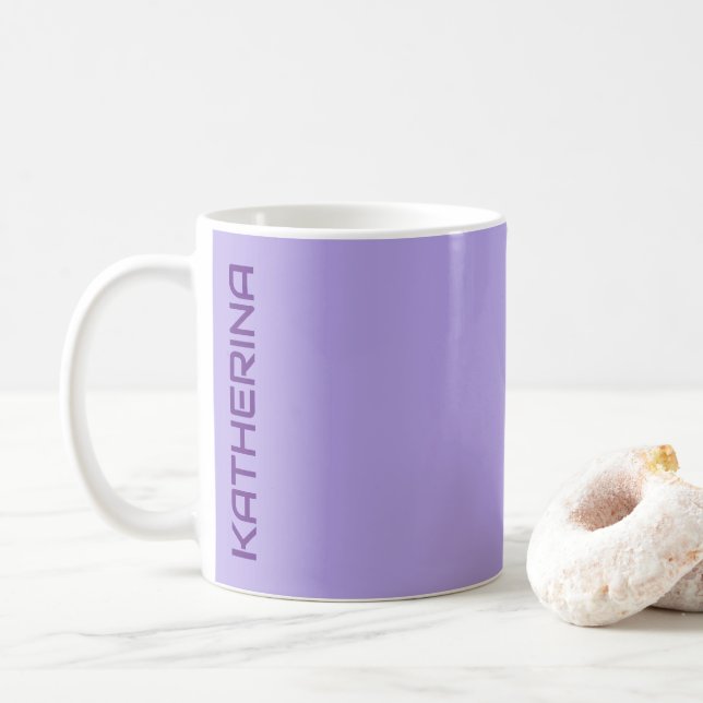 Pastel Lilac Grey Solid Colour Personalized  Coffee Mug (With Donut)