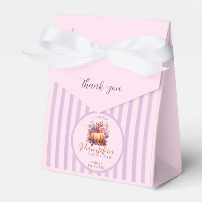 Pastel Lilac Little Pumpkin Baby Shower  Favor Box (Front Side)