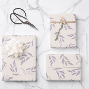 Pastel Lilac Minimalist Floral Pattern  Wrapping Paper Sheet