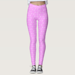 Pastel Lilac Purple White Star Repeating Pattern Leggings